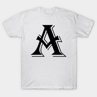 Black letter A in vintage style T-Shirt